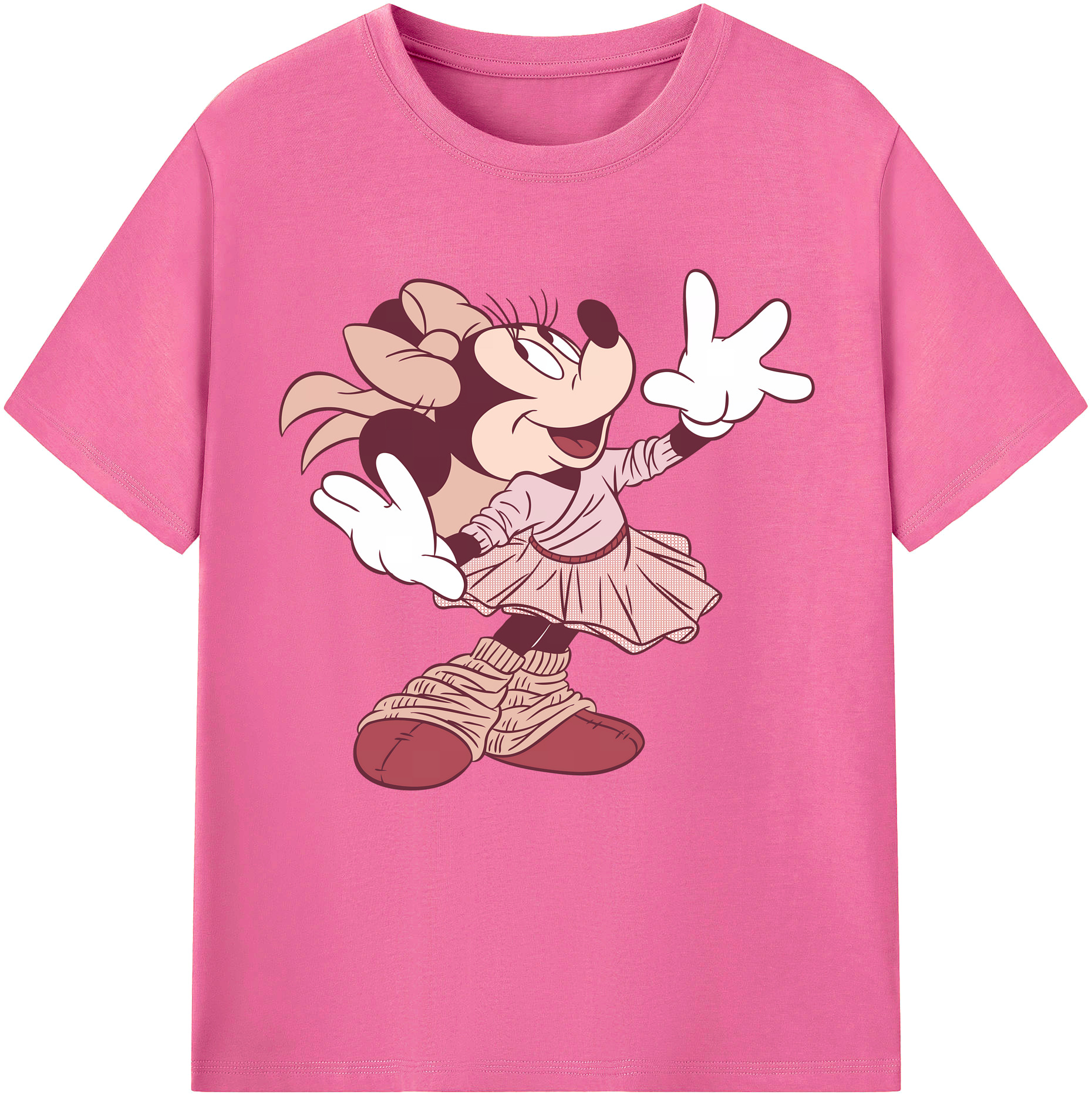 （画像用） ミッキーマウス Mickey Mouse レディースカジュアルプリントTシャツ（綿100％）